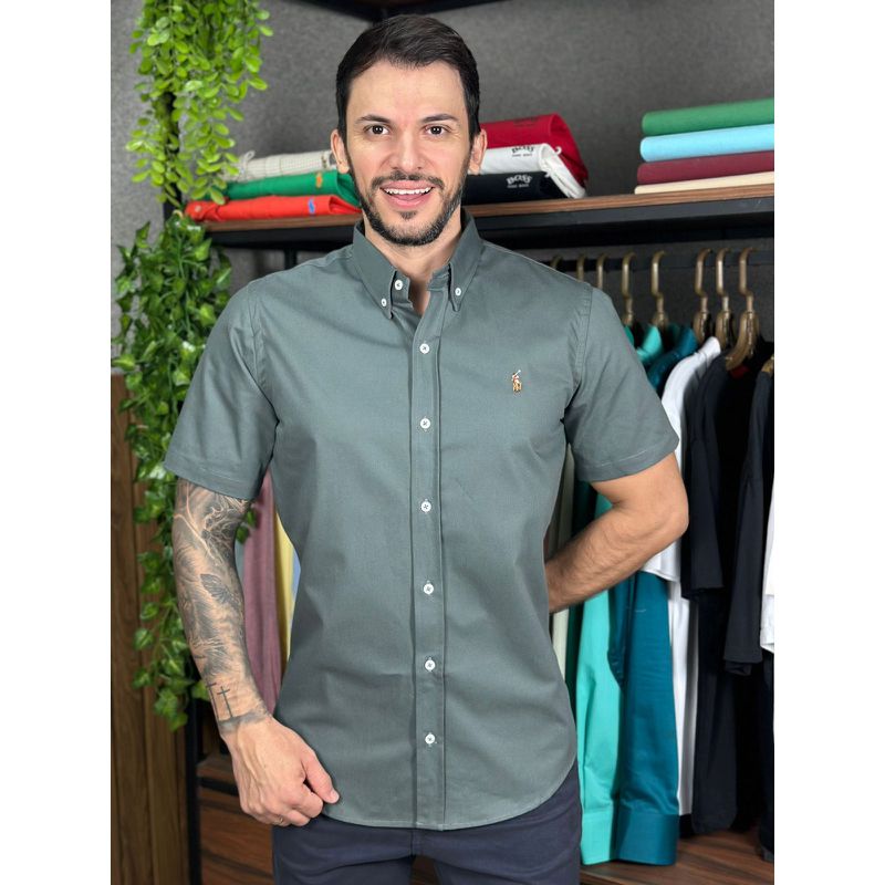 Camisa Manga Curta PRL Chumbo - 30458 - PORTAL DROP - ATACADO