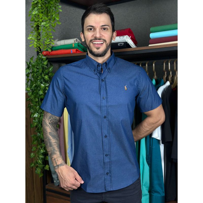 Camisa Manga Curta PRL Azul - 30459 - PORTAL DROP - ATACADO