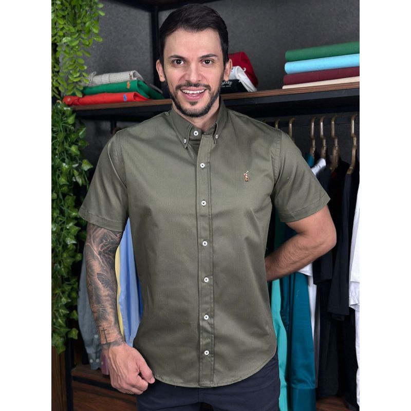 Camisa Manga Curta PRL Verde - 30460 - PORTAL DROP - ATACADO