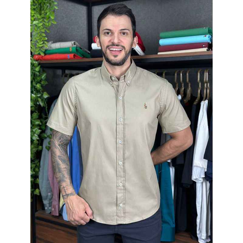 Camisa Manga Curta PRL Bege - 30462 - PORTAL DROP - ATACADO