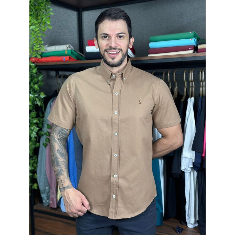 Camisa Manga Curta PRL Bege - 30464 - PORTAL DROP - ATACADO