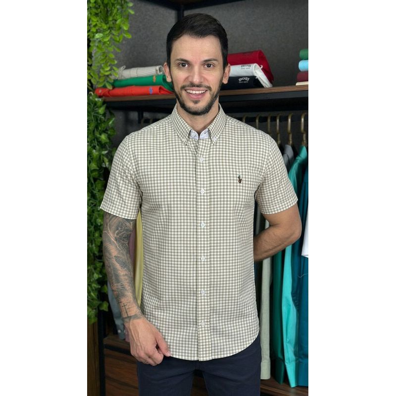 Camisa Manga Curta PRL Xadrez Bege - 30466 - PORTAL DROP - ATACADO