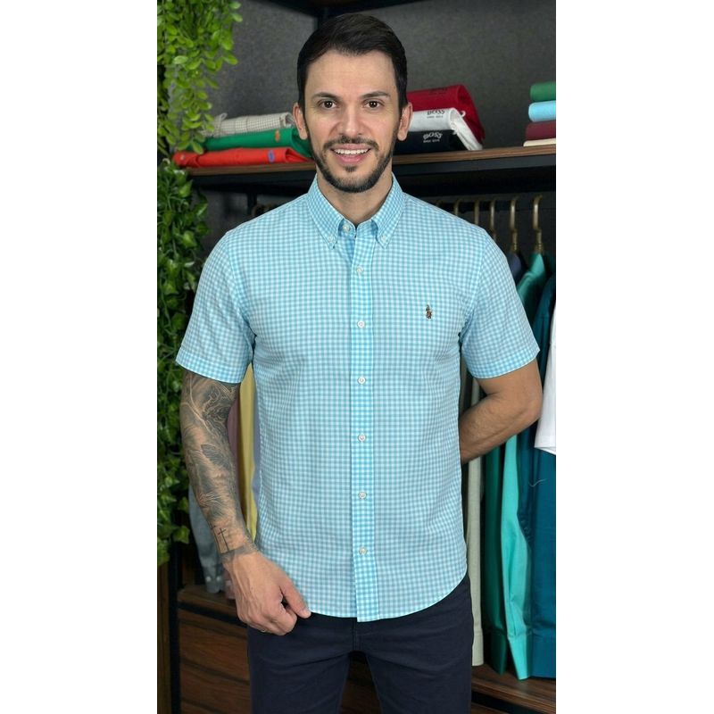 Camisa Manga Curta PRL Xadrez Verde - 30471 - PORTAL DROP - ATACADO