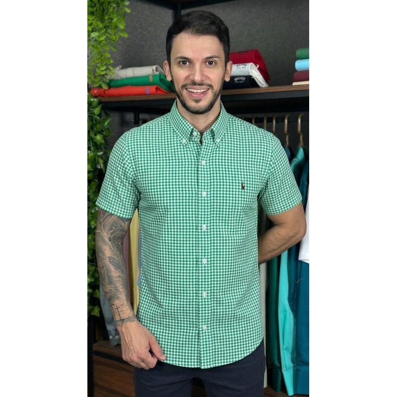 Camisa Manga Curta PRL Xadrez Verde - 30472 - PORTAL DROP - ATACADO