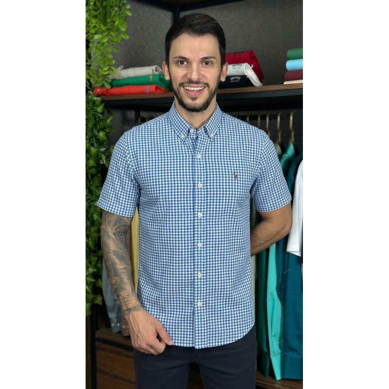 Camisa Manga Curta PRL Xadrez Azul - 30474 - PORTAL DROP - ATACADO