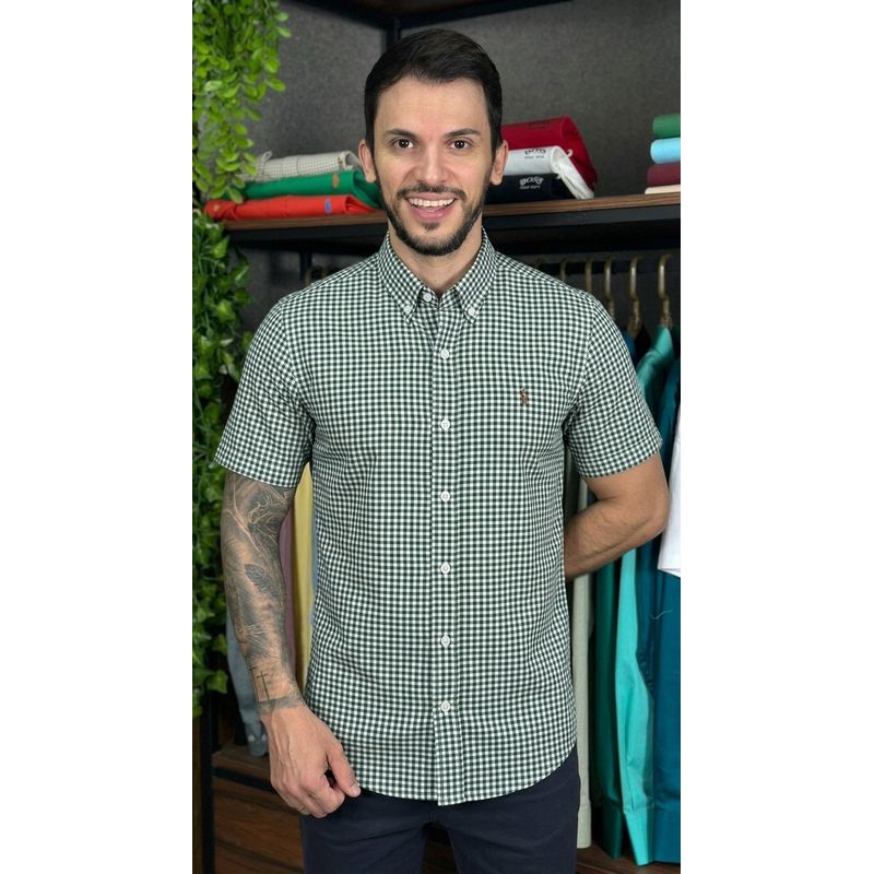Camisa Manga Curta PRL Xadrez Verde - 30477 - PORTAL DROP - ATACADO