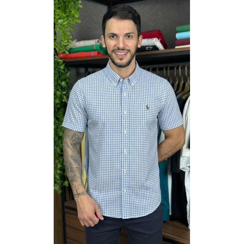 Camisa Manga Curta PRL Xadrez Azul. - 30478 - PORTAL DROP - ATACADO