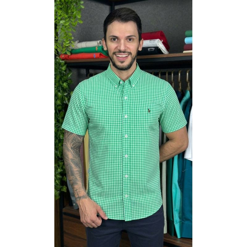 Camisa Manga Curta PRL Xadrez Verde - 30479 - PORTAL DROP - ATACADO