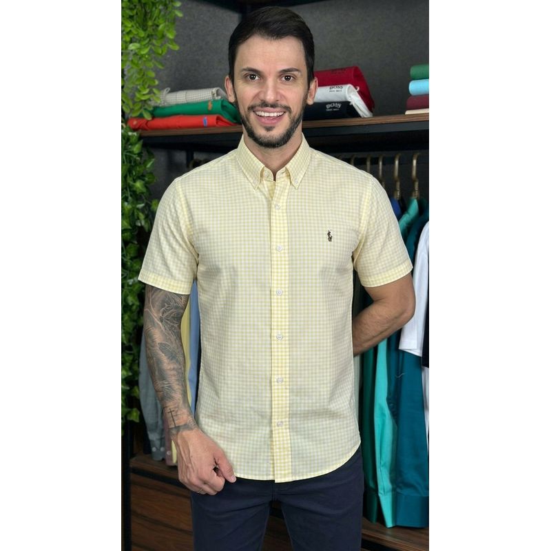 Camisa Manga Curta PRL Xadrez Amarelo - 30480 - PORTAL DROP - ATACADO