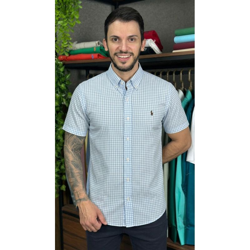 Camisa Manga Curta PRL Xadrez Azul - 30483 - PORTAL DROP - ATACADO