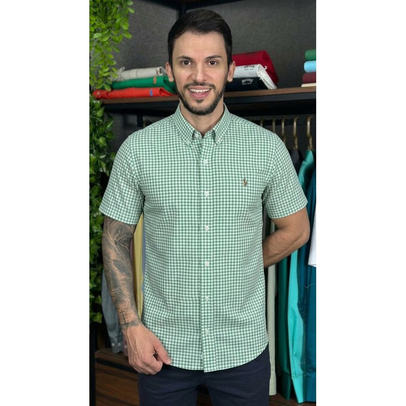 Camisa Manga Curta PRL Xadrez Verde - 30485 - PORTAL DROP - ATACADO