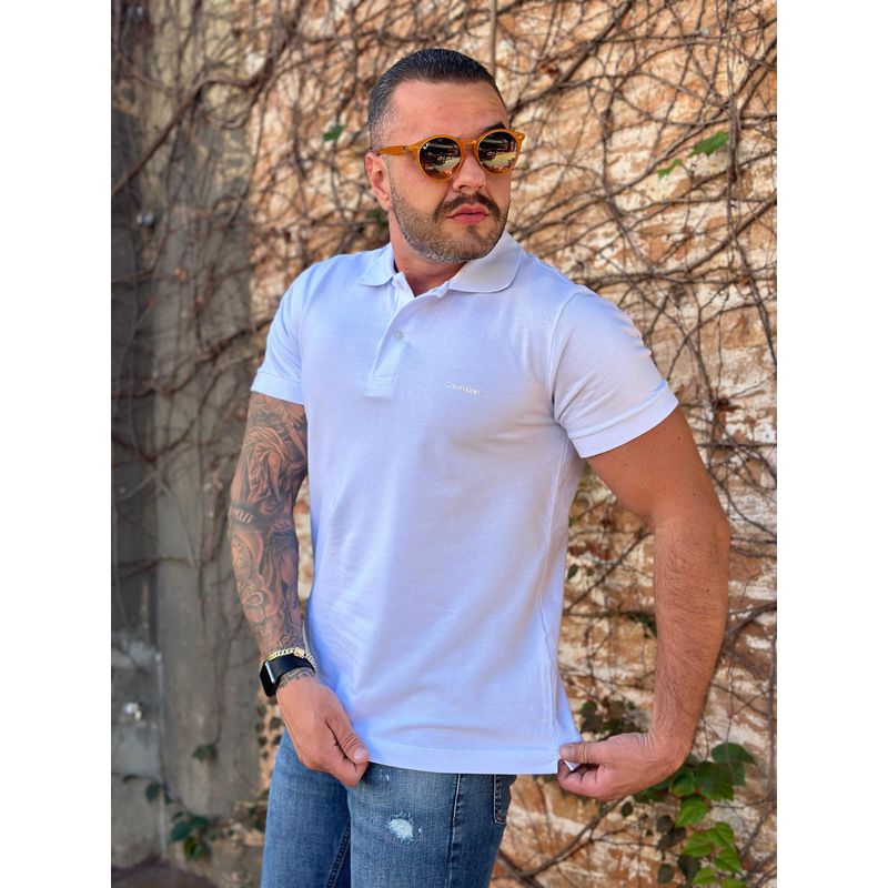 Polo CK Branco.⭐ - C-3542 - PORTAL DROP - ATACADO