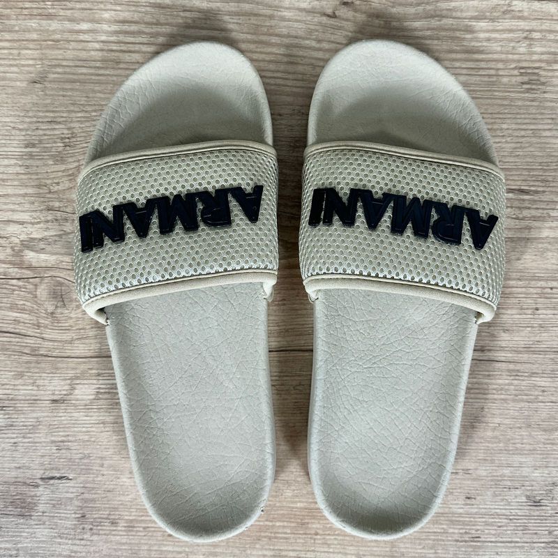 Chinelo Slide Armani Bege ⭐ - 3967 - PORTAL DROP - ATACADO