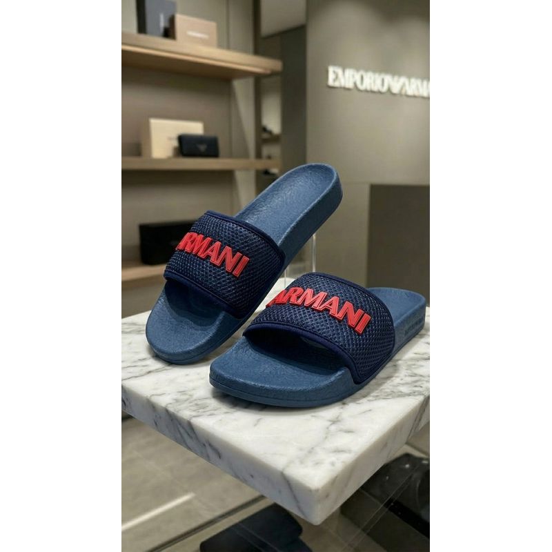 Chinelo Slide Armani Azul.⭐ - 3969 - PORTAL DROP - ATACADO