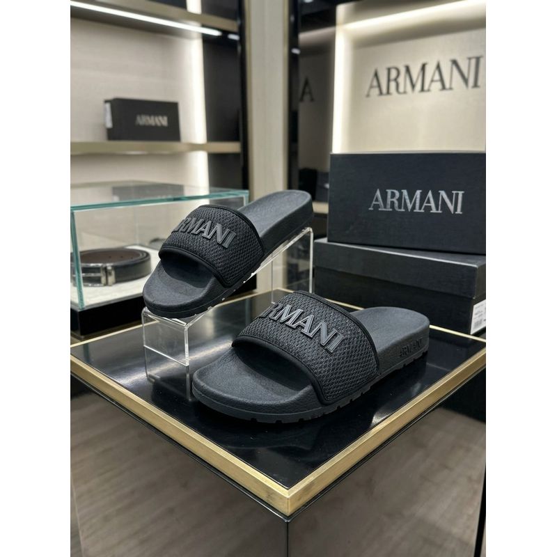 Chinelo Slide Armani Preto.⭐ - 3970 - PORTAL DROP - ATACADO