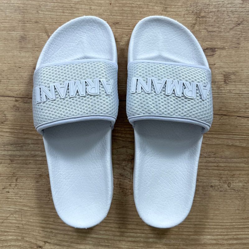 Chinelo Slide Armani Branco⭐ - 3971 - PORTAL DROP - ATACADO