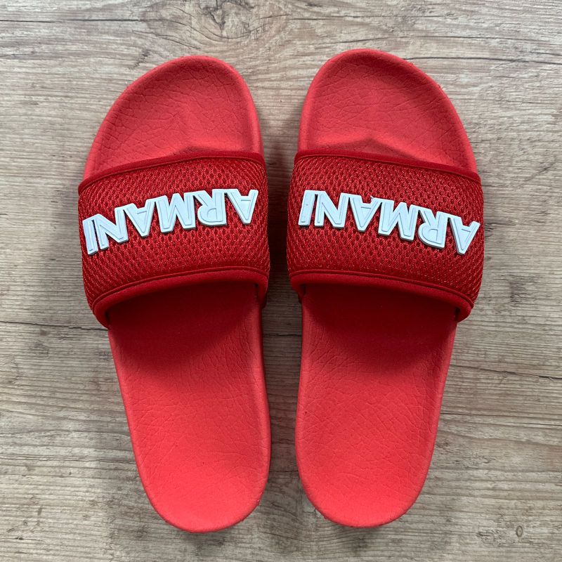 Chinelo Slide Armani Vermelho ⭐ - 3973 - PORTAL DROP - ATACADO