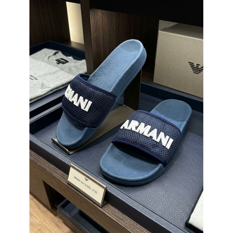Chinelo Slide Armani Azul.⭐ - 3974 - PORTAL DROP - ATACADO