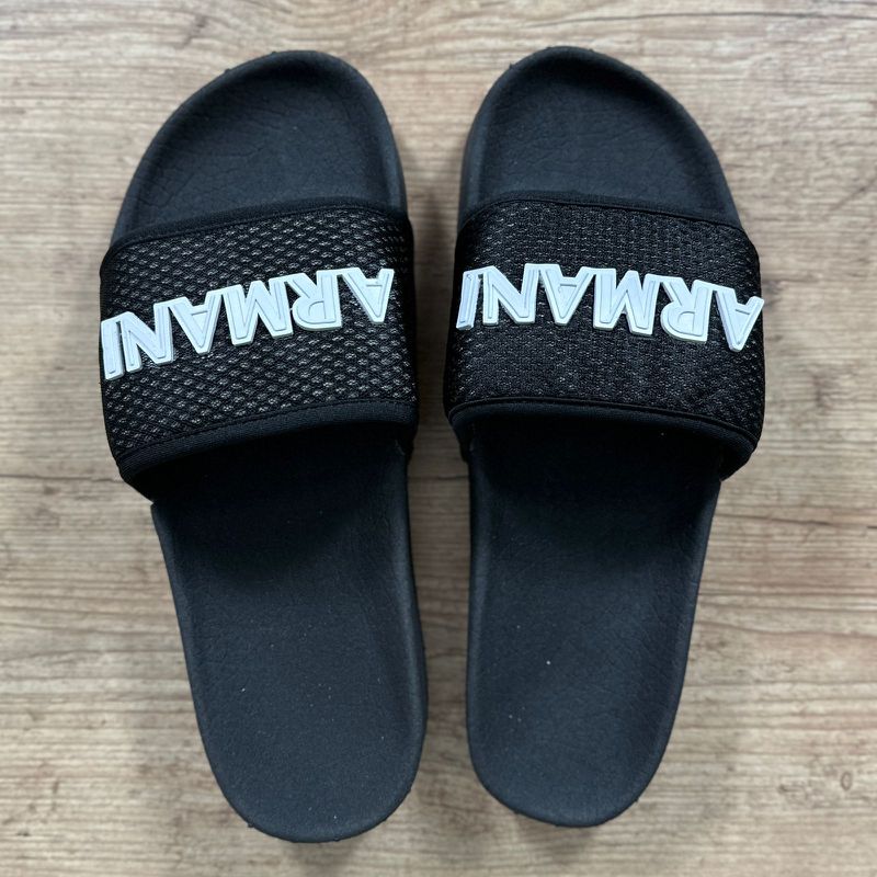 Chinelo Slide Armani Preto⭐ - 3975 - PORTAL DROP - ATACADO