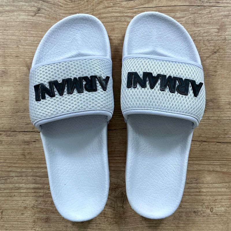 Chinelo Slide Armani Branco⭐ - 3976 - PORTAL DROP - ATACADO