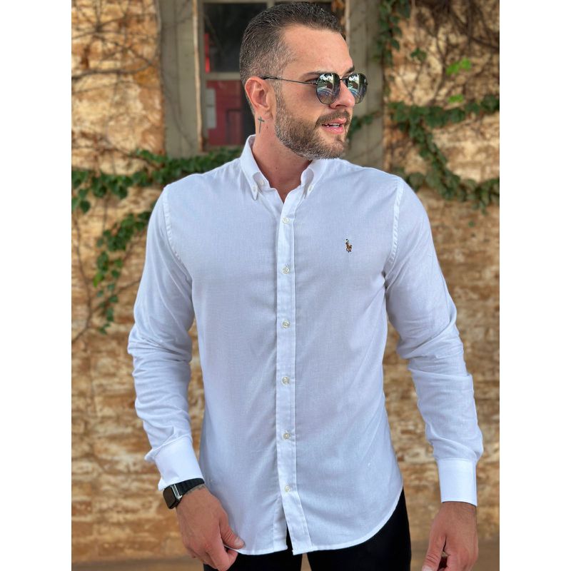 Camisa Manga Longa PRL Branco - 40261 - PORTAL DROP - ATACADO