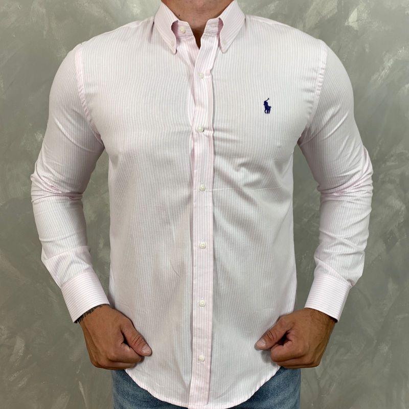 Camisa Manga Longa Prl Listrada Rosa - 40565 - PORTAL DROP - ATACADO