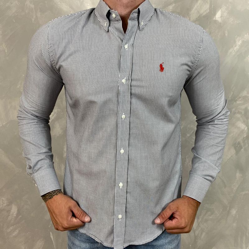 Camisa Manga Longa PRL Listrada Cinza⭐ - 40583 - PORTAL DROP - ATACADO