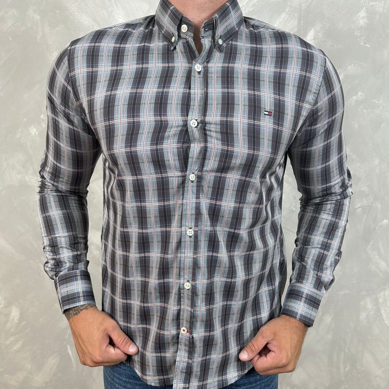 Camisa Manga Longa TH Xadrez Cinza⭐ - 40616 - PORTAL DROP - ATACADO