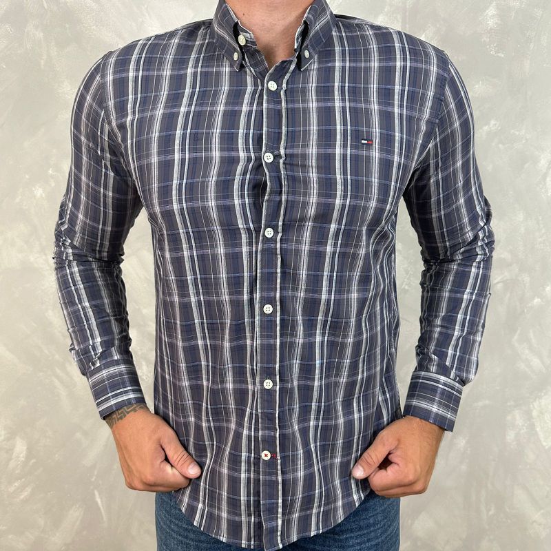 Camisa Manga Longa Th Xadrez chumbo⭐ - 40649 - PORTAL DROP - ATACADO
