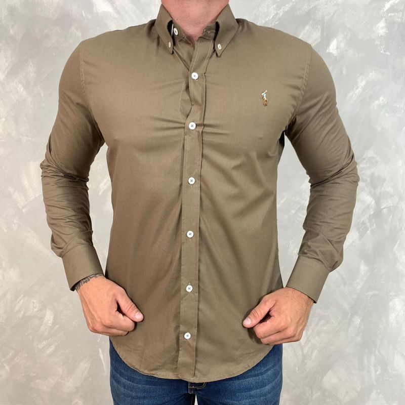 Camisa Manga Longa PRL Marrom⭐ - 40679 - PORTAL DROP - ATACADO