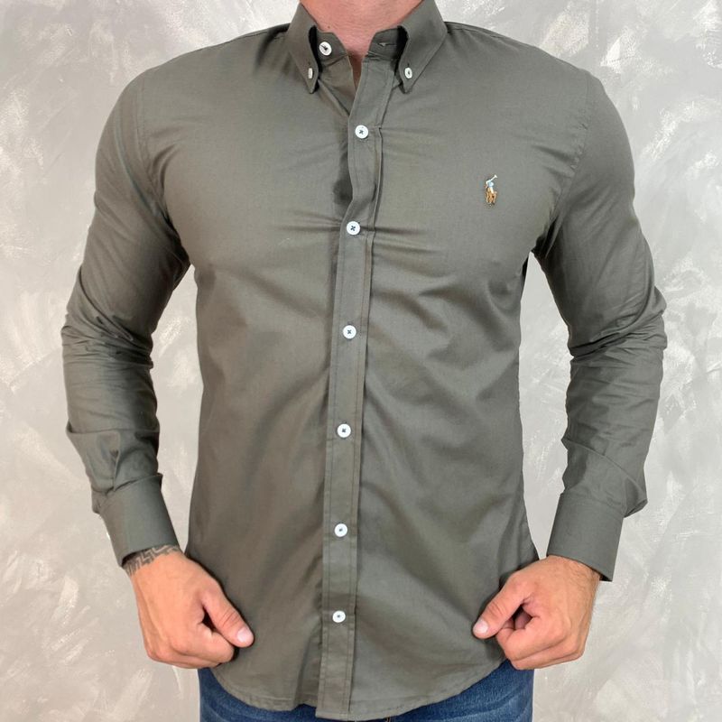 Camisa Manga Longa PRL Cinza⭐ - 40684 - PORTAL DROP - ATACADO