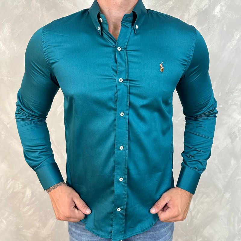 Camisa Manga Longa PRL Azul - 40697 - PORTAL DROP - ATACADO