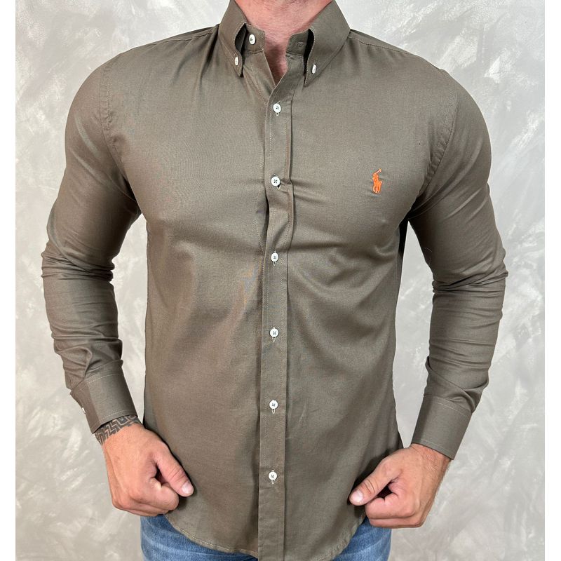 Camisa Manga Longa PRL Marrom⭐ - 40705 - PORTAL DROP - ATACADO