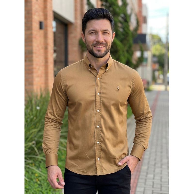 Camisa Manga Longa PRL Caramelo. - 40720 - PORTAL DROP - ATACADO