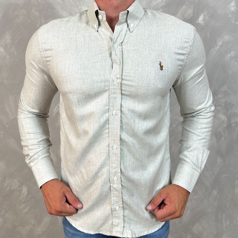 Camisa Manga Longa PRL Cinza⭐ - 40731 - PORTAL DROP - ATACADO