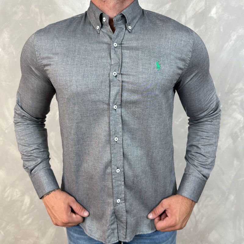 Camisa Manga Longa PRL Cinza⭐ - 40735 - PORTAL DROP - ATACADO