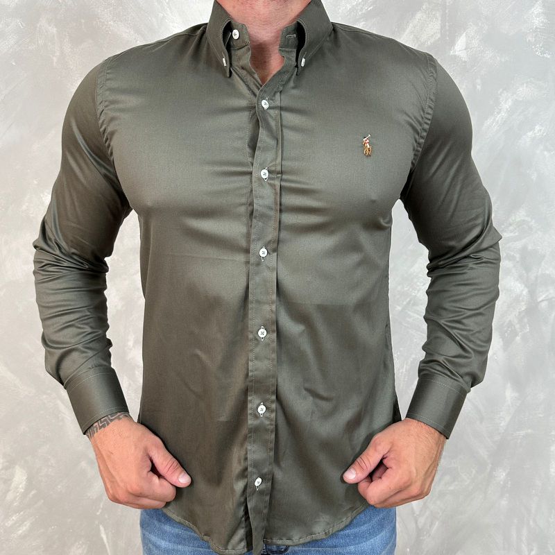 Camisa Manga Longa PRL Chumbo ⭐ - 40737 - PORTAL DROP - ATACADO
