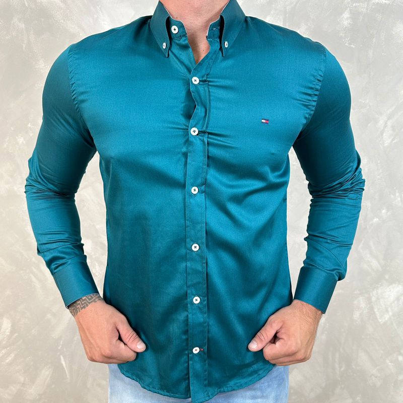 Camisa Manga Longa TH Verde - 40749 - PORTAL DROP - ATACADO