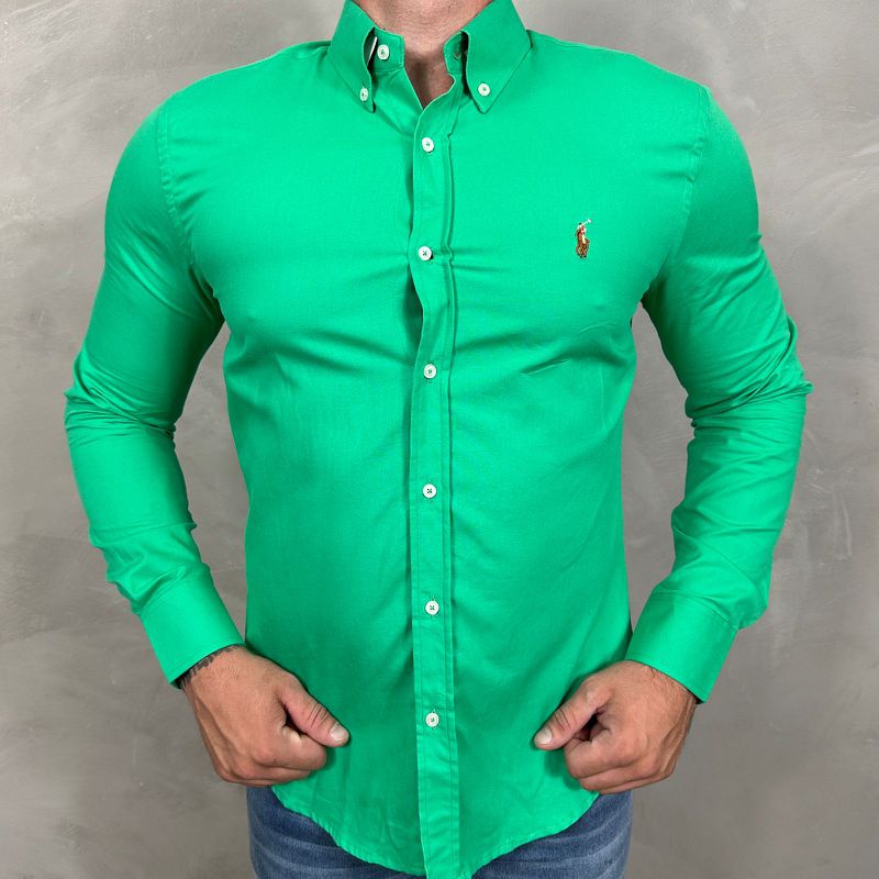 Camisa Manga Longa PRL Verde⭐ - 40767 - PORTAL DROP - ATACADO
