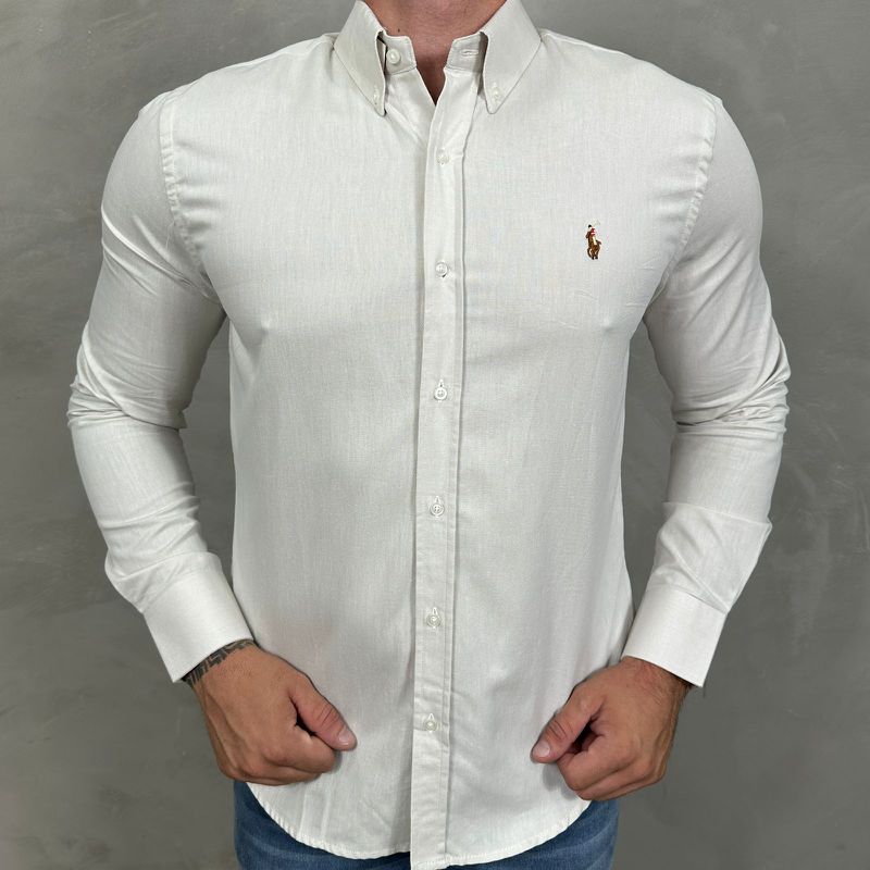 Camisa Manga Longa PRL Creme⭐ - 40775 - PORTAL DROP - ATACADO