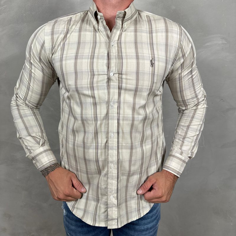 Camisa Manga Longa PRL Xadrez Cinza⭐ - 40869 - PORTAL DROP - ATACADO