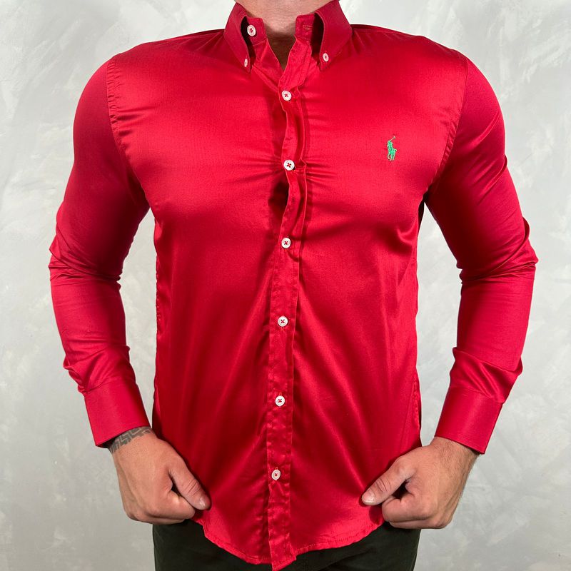 Camisa Manga Longa PRL Vermelho - 40932 - PORTAL DROP - ATACADO