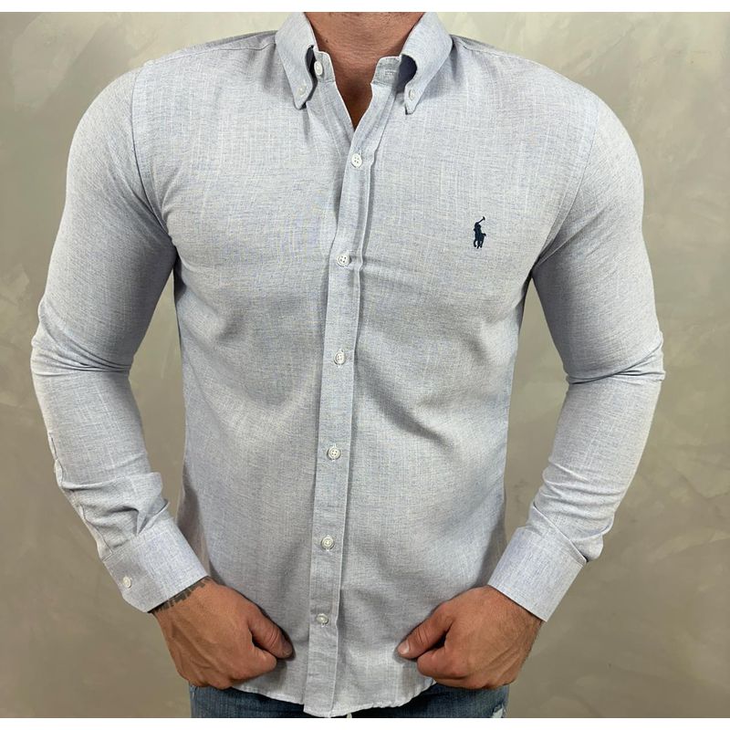 Camisa Manga Longa PRL Azul⭐ - 40955 - PORTAL DROP - ATACADO