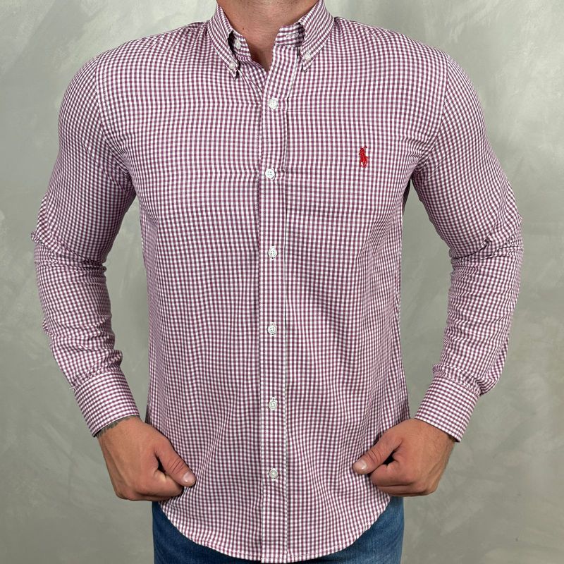 Camisa Manga Longa PRL Xadrez Fucsia. - 40994. - PORTAL DROP - ATACADO