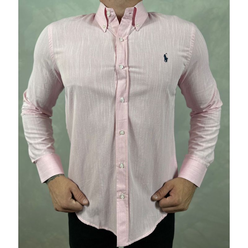 Camisa Manga Longa Linho PRL Rosa - 41030 - PORTAL DROP - ATACADO