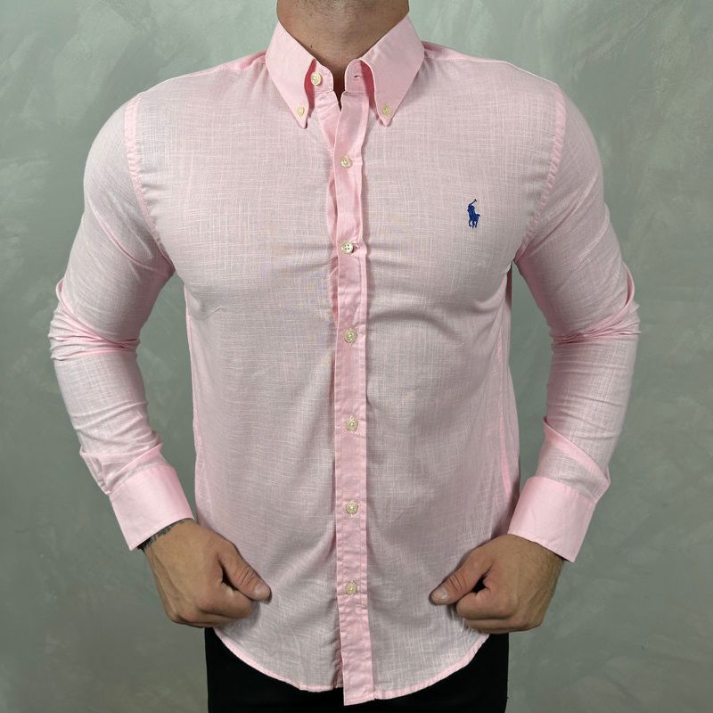 Camisa Manga Longa Linho PRL Rosa - 41046 - PORTAL DROP - ATACADO