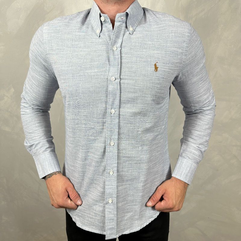Camisa Manga Longa Linho PRL Azul - 41048 - PORTAL DROP - ATACADO
