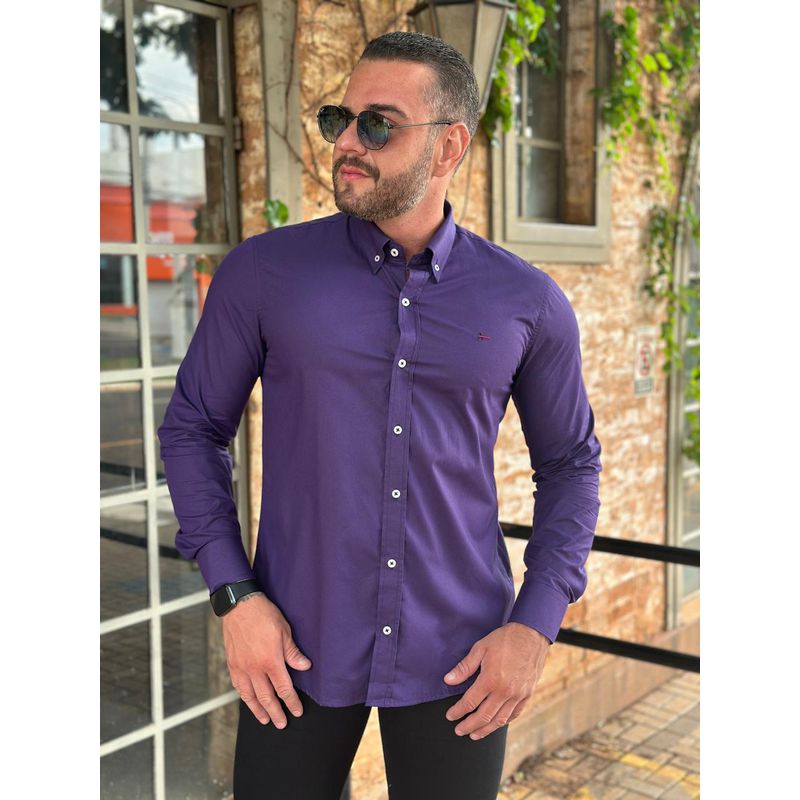 Camisa Manga Longa Aramis Roxo - 41085 - PORTAL DROP - ATACADO