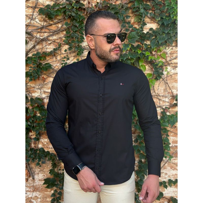Camisa Manga Longa Aramis Preto - 41088 - PORTAL DROP - ATACADO