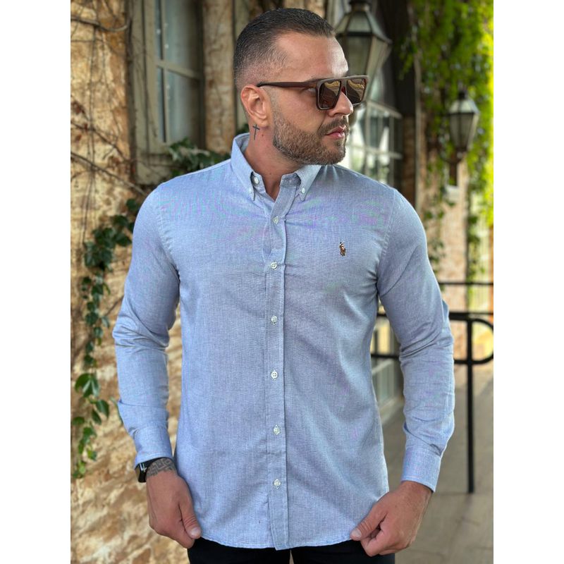 Camisa Manga Longa PRL Cinza - 41159 - PORTAL DROP - ATACADO